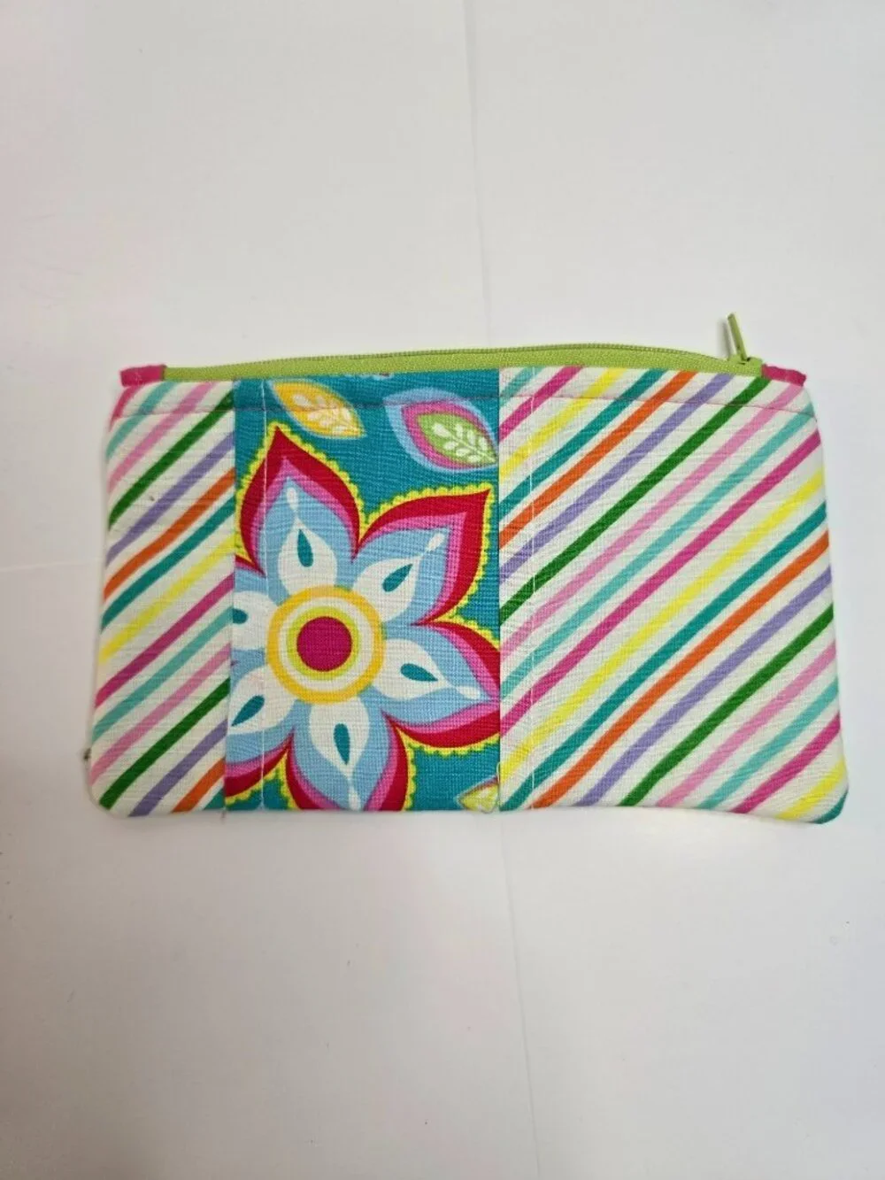 Boho Hippy Ethnic Cottage Floral Fabric Makeup Bag Clutch Zipper Colorful Small - Picture 5 of 5